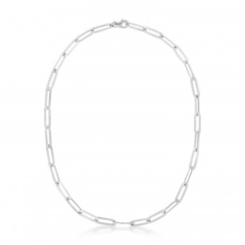 Flat Paperclip Link Chain With Lobster Clasp Sterling Silver