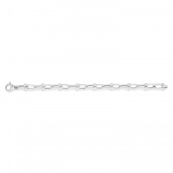 Paperclip Jax Link Bead Bracelet in Sterling Silver