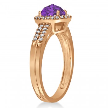 Amethyst & Diamond Oval Engagement Ring 14k Rose Gold (1.01ct)