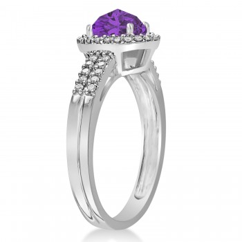 Amethyst & Diamond Oval Engagement Ring 14k White Gold (1.01ct)