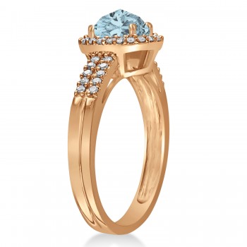 Aquamarine & Diamond Oval Engagement Ring 14k Rose Gold (1.01ct)