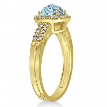 Aquamarine & Diamond Oval Engagement Ring 14k Yellow Gold (1.01ct)