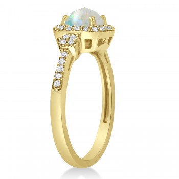 Opal & Diamond Diamond Halo Engagement Ring 14k Yellow Gold (1.01ct)