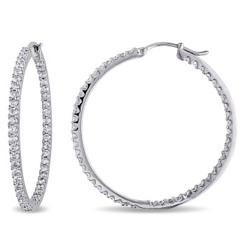 Diamond Hoop Earrings 14k White Gold (2.00ct)
