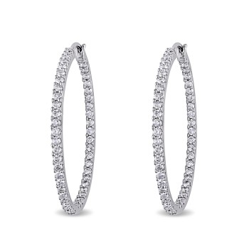Diamond Hoop Earrings 14k White Gold (2.00ct)