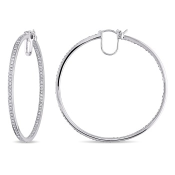 Diamond Hoop Earrings 14k White Gold (1.80ct)
