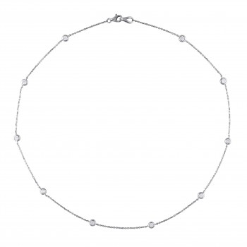 Diamond Station Choker Necklace 14k White Gold (0.50ct)