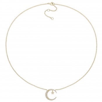 Diamond Star & Crescent Moon Pendant 14k Yellow Gold (0.20ct)