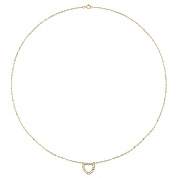 Diamond Heart Pendant Necklace 14k Yellow Gold (0.10ct)