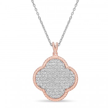 Round Diamond Design Pattern Pendant Necklace 18k Rose Gold (1.05 ct)