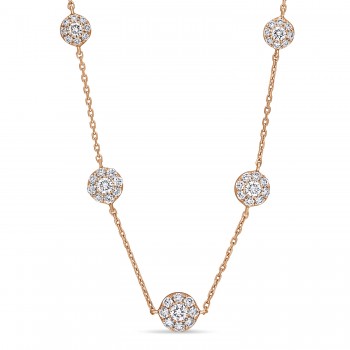 Round Diamond 5-Pendant Necklace 18k Rose Gold (2.30 ct)