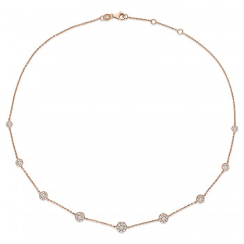 Round Diamond 5-Pendant Necklace 18k Rose Gold (2.30 ct)