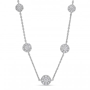 Round Diamond 5-Pendant Necklace 18k White Gold (2.30 ct)