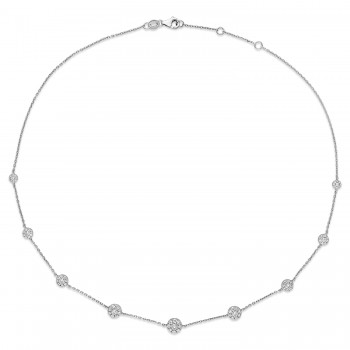 Round Diamond 5-Pendant Necklace 18k White Gold (2.30 ct)