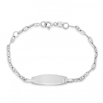 Engravable Mariner Link ID Bracelet 18k White Gold