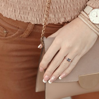 Black and White Diamond Fashion Ring 14k White Gold (0.81ct)