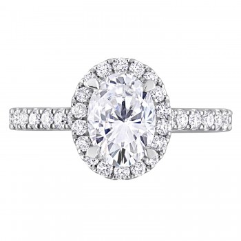 Oval Cut Lab Grown Diamond Halo Engagement Ring 14K White Gold (1.97ct)