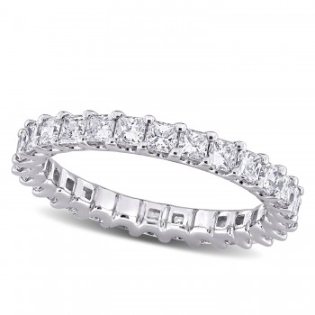 Princess Cut Lab Grown Diamond Eternity Ring 14K White Gold (1.96ct)