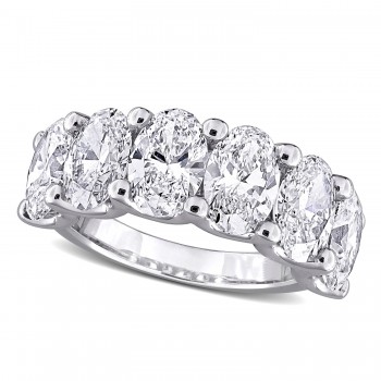 Oval Cut Lab Grown Diamond Semi-Eternity Ring 14K White Gold (6.00ct)