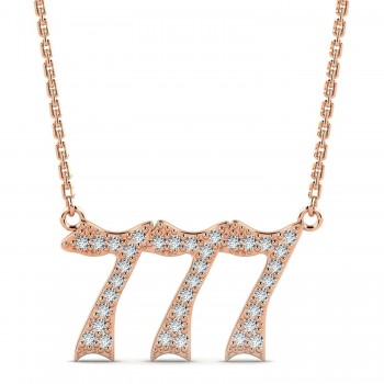 Diamond Lucky Number 777 Pendant Necklace 14K Rose Gold (0.28ct)