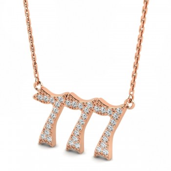 Diamond Lucky Number 777 Pendant Necklace 14K Rose Gold (0.28ct)