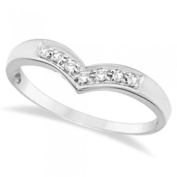 Classic Chevron V Shaped Diamond Ring 14k White Gold (0.10ct)