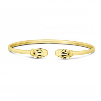 Open Cuff Panther Bangle Gold Bracelet in 14k Yellow