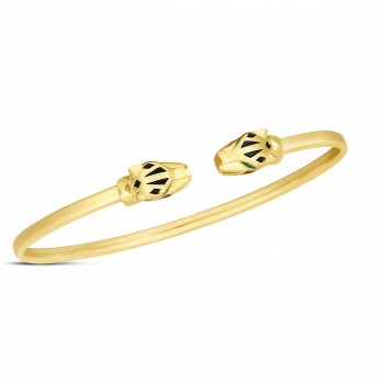 Open Cuff Panther Bangle Gold Bracelet in 14k Yellow
