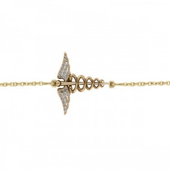 Diamond Caduceus Medical Symbol Bracelet 14k Yellow Gold (0.13ct)