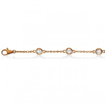 Diamond Station Bracelet Bezel-Set 14K Rose Gold (1.00ct)