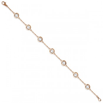 Lab Grown Diamond Station Bracelet Bezel-Set 14K Rose Gold (1.50ct)