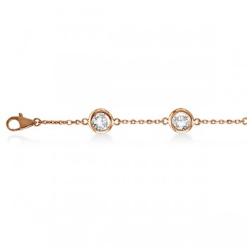 Lab Grown Diamond Station Bracelet Bezel-Set 14K Rose Gold (1.50ct)