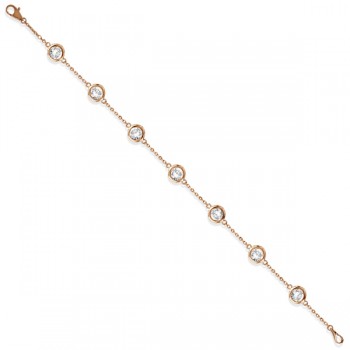 Diamond Station Bracelet Bezel-Set 14K Rose Gold (1.50ct)