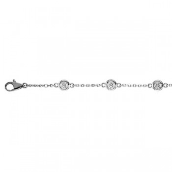 Diamond Anklet Bracelet Bezel Set 14K White Gold (0.75ct)