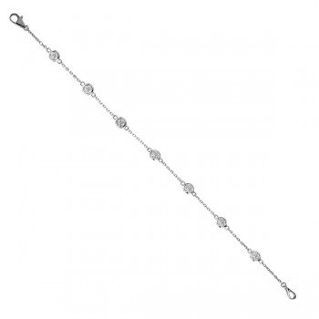 Diamond Anklet Bracelet Bezel Set 14K White Gold (0.75ct)