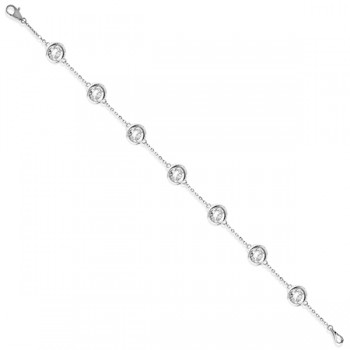 Diamond Station Bracelet Bezel-Set 14K White Gold (2.10ct)