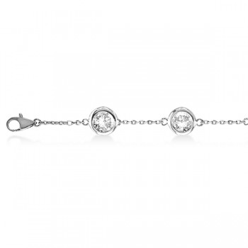 Diamond Station Bracelet Bezel-Set 14K White Gold (2.10ct)