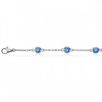 Fancy Blue Diamond Station Bracelet Beze-Sett 14K White Gold (0.25ct)
