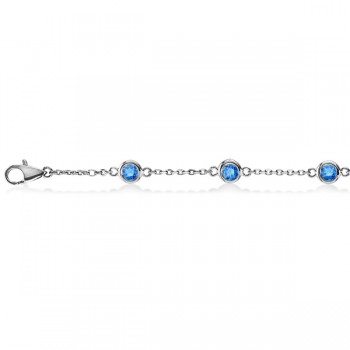 Fancy Blue Diamond Station Bracelet Beze-Sett 14K White Gold (0.37ct)