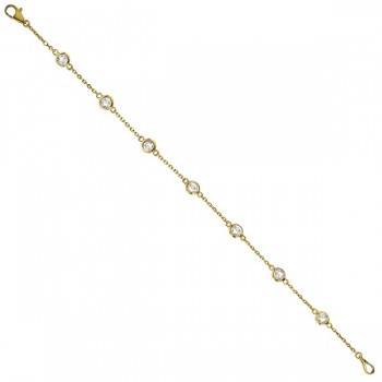 Diamond Anklet Bracelet Bezel Set 14K Yellow Gold (0.75ct)