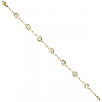 Lab Grown Diamond Anklet Bracelet Bezel Set 14K Yellow Gold (1.50ct)