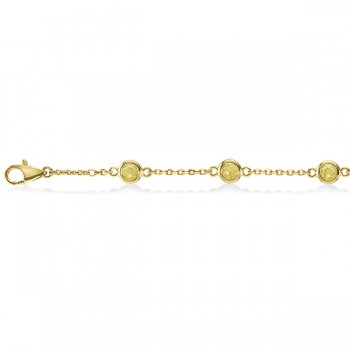 Fancy Yellow Diamond Station Bracelet Beze-Set 14K Y Gold (1.50ct)