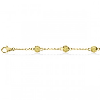 Fancy Yellow Diamond Station Bracelet Beze-Set 14K Y Gold (1.50ct)