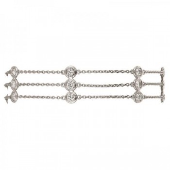 3 Strands Bezel-Set Diamond Station Anklet 14K White Gold (1.00ct)