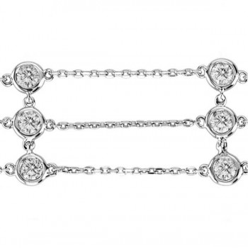 3 Rows Bezel Set Diamond Station Bracelet 14K White Gold (1.00ct)