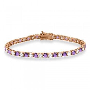 Alternating Diamond & Amethyst Eternity Bracelet 14K Rose Gold (10.11ct)