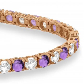 Alternating Diamond & Amethyst Eternity Bracelet 14K Rose Gold (11.87ct)
