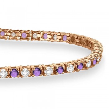 Alternating Diamond & Amethyst Eternity Bracelet 14K Rose Gold (3.73ct)