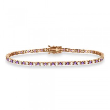 Alternating Diamond & Amethyst Eternity Bracelet 14K Rose Gold (3.14ct)