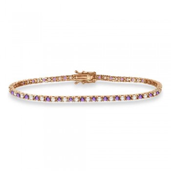 Alternating Diamond & Amethyst Eternity Bracelet 14K Rose Gold (3.14ct)